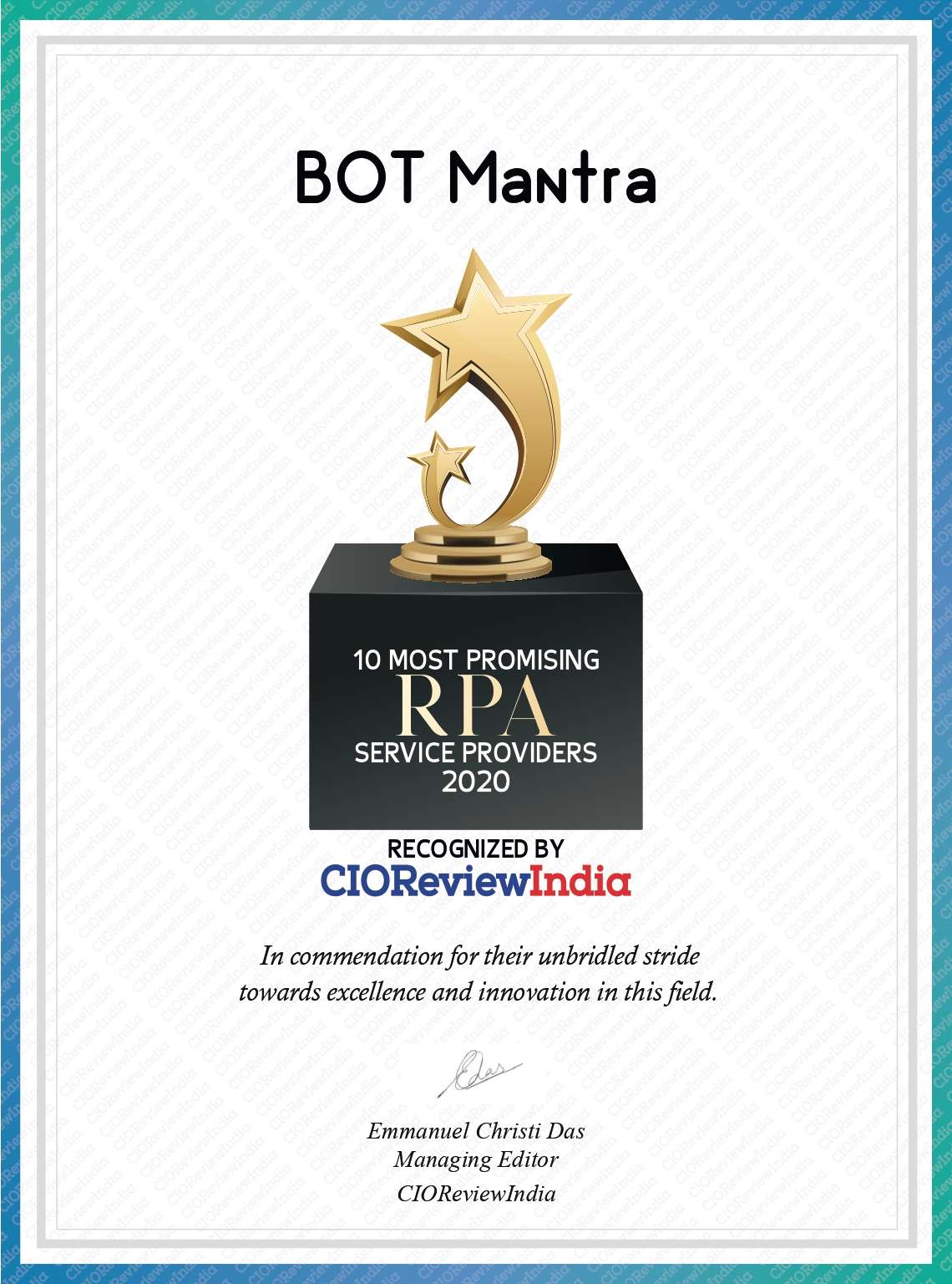 BOT Mantra-CIO Award